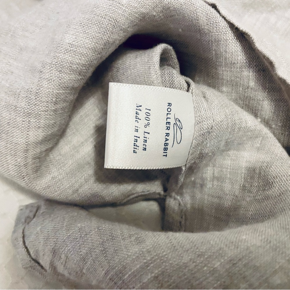 Roller Rabbit Ruffle Grey Linen Blouse, Size L - Picture 4 of 5